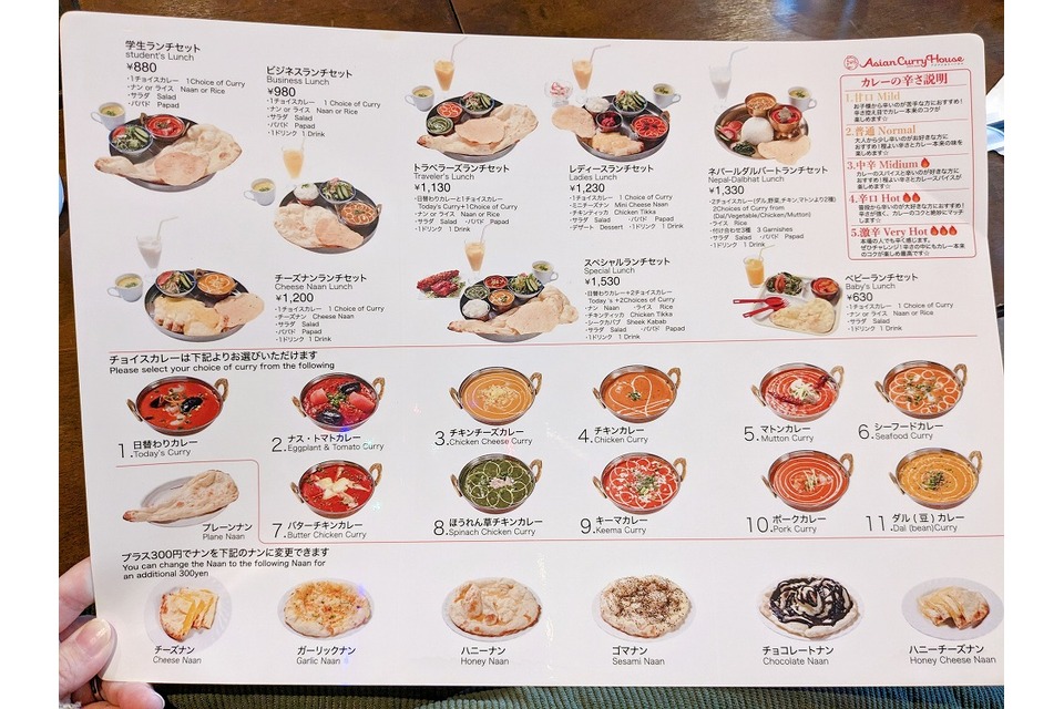 お店のメニュー